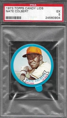 1973 TOPPS CANDY LIDS NATE COLBERT  PSA 5  PERFECTLY CENTERED - Image 1 of 2