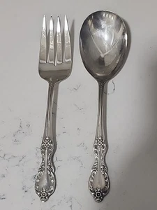 WM Rogers Extra Plate Silverplated Flatware Set x2 Floral Pattern Serving VTG - Picture 1 of 7