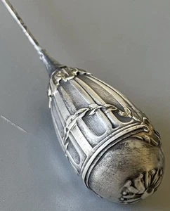 Napoleon III Silver Metal Ovoid Hat Spade Ornate Laurel Crown - Picture 1 of 4
