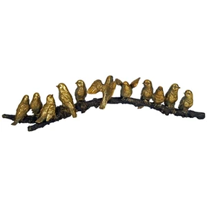 Golden Resin Birds on a Branch Ornament Shelf Sitter Desktop Country Aged Finish - Picture 1 of 1