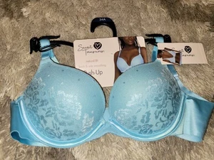 Secret Treasures New Blue Lace Push Up Bra Underwire Bonded Back Women’s Sz 34A  - Picture 1 of 9