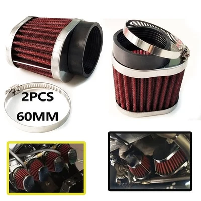 60mm 2x Filtro de Aire Motor Coche Moto Scooter Rojo Cabeza de Seta Abrazadera Ovalada Foto 1 de 4