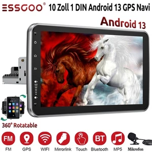 10" 1 DIN Android 13 360° Drehbarer Autoradio GPS Navi FM BT WiFi RDS Bildschirm - Bild 1 von 14