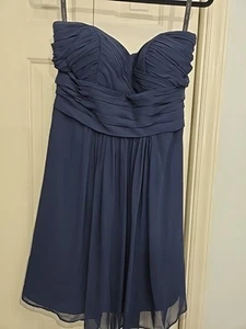 Bill Levkoff Dresy Dress Womens 10 Navy Blue Built-In Bra Empire Waist Short - Picture 1 of 5