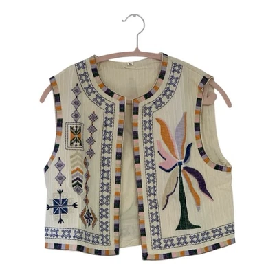 Boho Hippie Embroidered  Vest Vintage 60s/70s Festival Western Style Size Médium - Image 1 of 3