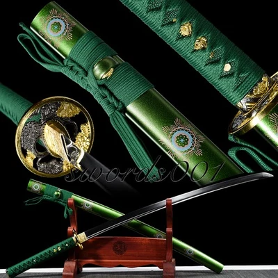 espada guerrero katana samurai japonesa verde suerte acero al carbono espiga completa afilada Foto 1 de 4