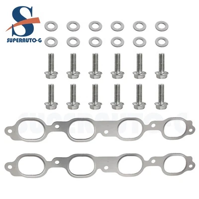 2x Juntas de colector de escape de cabezal y 12 pernos para GMC Sierra 1500 2500 3500 Foto 1 de 4