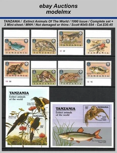 Tanzania, 1990, Sc.545-554, Extinct Animals, MNH, Cat.$30.45 - Picture 1 of 1