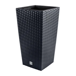 Blumentopf + Einsatz Blumenkübel Rattan-Optik RATO SQUARE DRTS325 Anthrazit - Bild 1 von 8