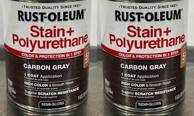 Rustoleum Stain + Polyurethane Carbon Gray Semi Gloss 1 Quart 2 Pack - Image 1 of 4