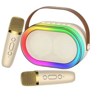 Kids Karaoke Machine, Mini Karaoke Machine with 2 Wireless Microphones & LED ... - Picture 1 of 8