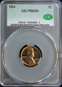 Lincoln Cent 1954 a prueba CAC PR65RD (2431189) - Imagen 1 de 4
