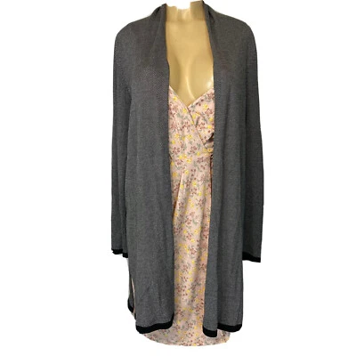 Cárdigan abierto tejido elástico negro gris Eileen Fisher para mujer M Prendas para el torso informales relajantes Foto 1 de 4