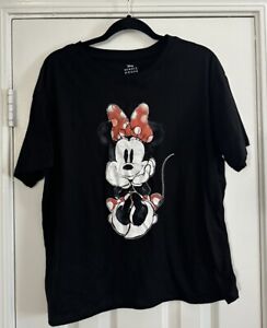 Disney Minnie Mouse Graphic T-Shirt Tee Black Size XXL Top