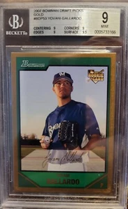 2007 Bowman Draft Picks Gold Yovani Gallardo RC #G70 BGS 9 MINT - Picture 1 of 2