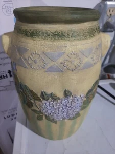 Beautiful Bob's Pottery Purple Green Floral 9.5" Pickle Crock Vase-Lang & Wise - Picture 1 of 11