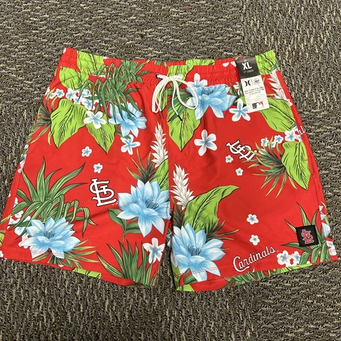 Men’s Size XL Hurley x ‘47 St. Louis Cardinals Cannonball Tropics Swim Shorts Cover
