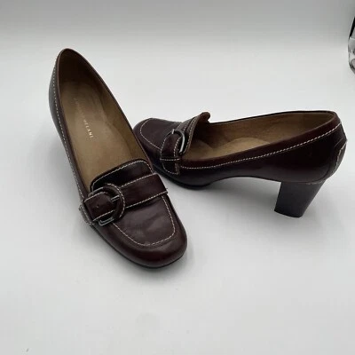 Zapatos de mujer Antonio Melani 10 zapatos de salón de cuero marrón tacones gruesos escuela niña preparación Foto 1 de 4
