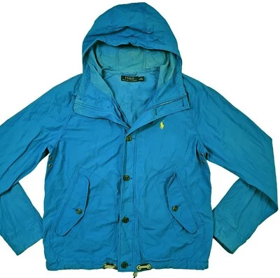 *HOT Men's POLO RALPH LAUREN @ SPORTS CAMPING LOGO HOODED Zip BLUE RAIN Jacket M - Image 1 of 4