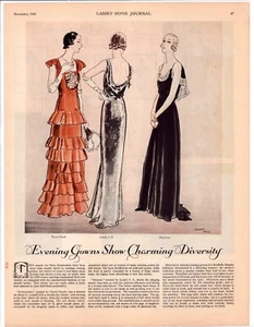 Print Ad Evening Gowns Formal 1930 Groult Lenief Molyneaux Full Page 13.5"x10.5" - Picture 1 of 1