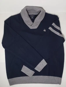 346 Brooks Brothers 100% Merino Wool Sweater Men's Med Navy W/Gray Trim NEW - Bild 1 von 6