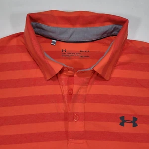 Polo Under Armour HeatGear Para Hombre Grande Suelto Naranja Rayas Manga Corta - Imagen 1 de 7