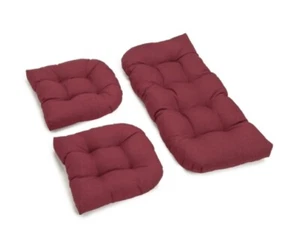 Rattan Wicker 3 Piece Replacement Patio Cushion Set Love Seat Chair Settee Red - Picture 1 of 3