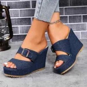 Summer Women Platform Sandals Slippers Wedge High Heels Pumps Party Shoes - Picture 1 of 28