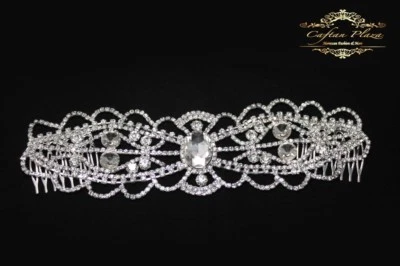 Hochzeit Braut Haarschmuck Diadem Haarkamm Brautschmuck Strass Silber / Weiss - Bild 1 von 4