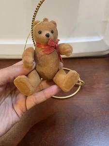 But Rage Fuzzy Flocked Teddy Bear Christmas Ornament - Picture 1 of 5