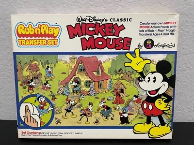 Vintage Walt Disney Mickey Mouse Rub N Play Transfer Set by Colorforms 12x24 - Image 1 of 4