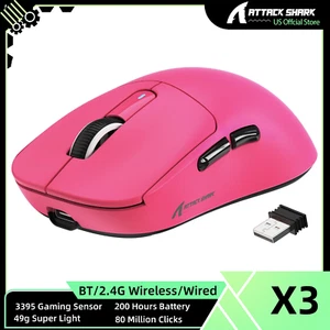 ATTACK SHARK X3 Mouse da Gioco Wireless Tripla Modalità, 49g Mouse Ergonomico per Computer - Foto 1 di 16