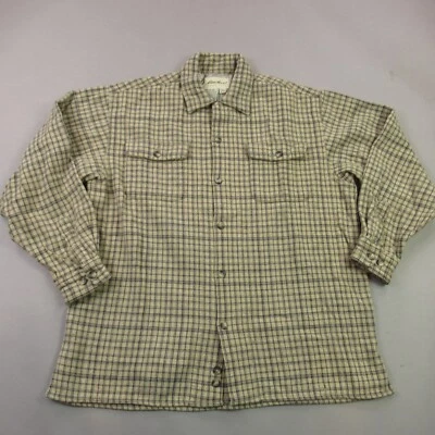 Eddie Bauer Shirt Mens Large Plaid Long Sleeve Button Front Wool Mix Pockets - Image 1 of 4