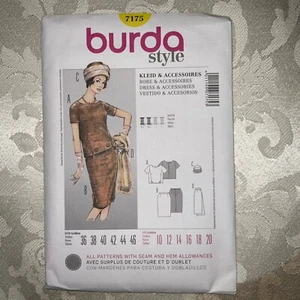 Burda Sewing Pattern 7175 Ladies Misses Two Piece Dress Accessorie Size 10-20 UC - Picture 1 of 2
