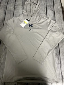 NWT Men’s Nike Jordan Michigan Wolverines Dri Fit Hoodie Small Grey On Field - Picture 1 of 8