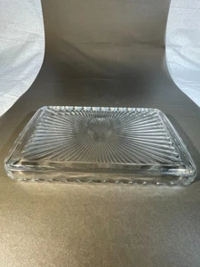 Vintage Starburst Pattern Clear Glass Rectangular Trinket Dish Tray 10x5.5 (645) - Picture 1 of 2