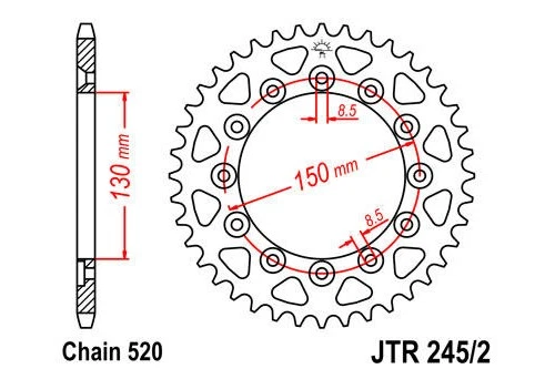 Piñón trasero de acero JT 520 52T para Yamaha WR250F 2001-2006 Foto 1 de 1