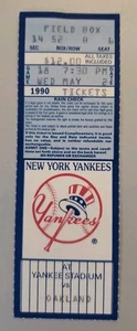 New York Yankees Oakland Athletics Baseball Ticket Stub 5/2 1990 Dave Henderson - Picture 1 of 4