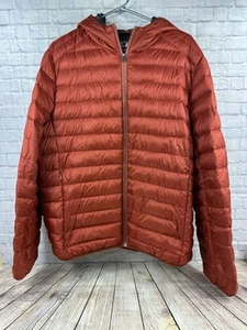 Tumi Orange Packable Down Quilted Puffer Jacket Men’s Sz L Outdoor Down Feather - Picture 1 of 10