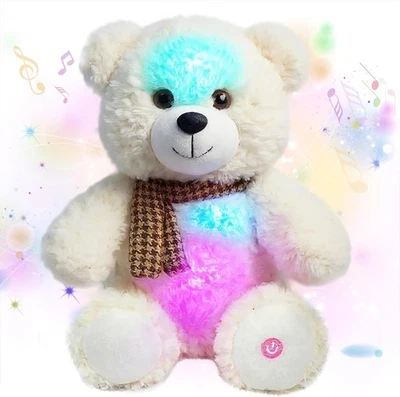 Oso de peluche animal de peluche 10 pulgadas iluminado música osos cosas suaves animales lindo L Foto 1 de 4