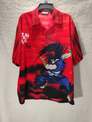 Camisa Abotonada Million Guy Yohji Yamamoto Roja Gráfica Anime Para Hombres L Foto 1 de 4