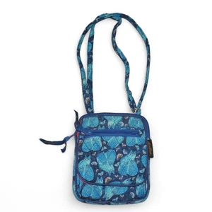 Laurel Burch Quilted Crossbody Purse Bag Kitty Cat Blue Hues Crazy Cat Lady GUC - Picture 1 of 13