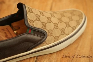 Gucci GG Monogram Canvas Braun Leder Halbschuhe Espadrilles Herren UK 8 EU 42 US 9 - Bild 1 von 12