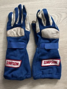 Vintage Simpson Driving Auto Racing Gloves XL Blue White Good Condition - Foto 1 di 8