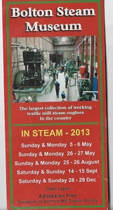 VINTAGE FALTFÜHRER ZUM: "BOLTON STEAM MUSEUM" 2013 ~ GUTER ZUSTAND - Bild 1 von 1