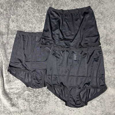 3 PARES Bali 26210 Negro S/5 100% Nylon Satinado Corte Completo Bragas Cintura Alta Foto 1 de 4