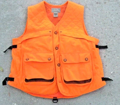 VG Used M - L  LL BEAN DeLuxe Safety Florescent Hunting Vest w/ Many Features - Image 1 of 3