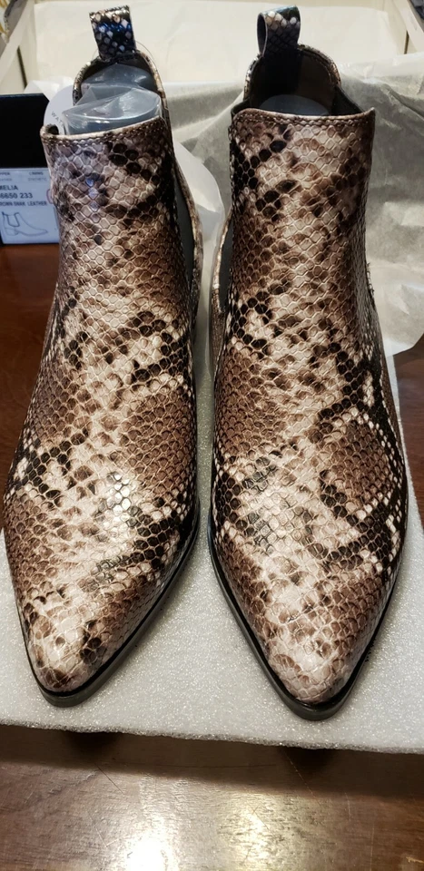 BLONDO NOA B6644 Brown Skakeskin Leather Waterproof Ankle Boots Womens 8