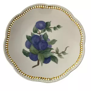 Schumann Bavaria Germany Plate Grapes Scalloped Gold Tone Edge 7" Vintage - Bild 1 von 6
