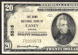 🇺🇸 KS 1929 $20 ♚♚CANEY, KANSAS♚♚ PMG VERY FINE 20 ONLY FOUR KNOWN, SCARCE ! - Picture 1 of 3